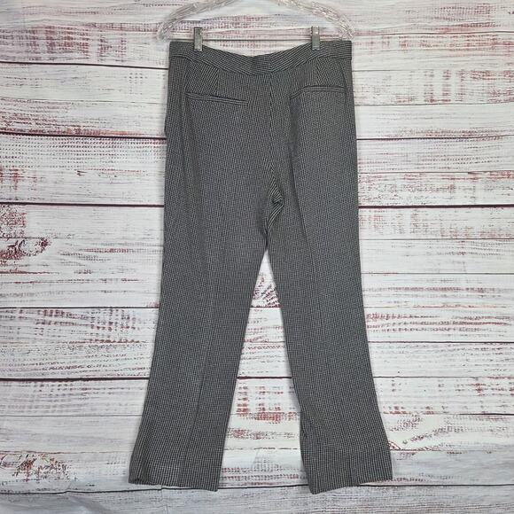 Theory Womens Houndstooth Pants 10 Black Gray Plaid Crop Trousers Academia Twee - Picture 3 of 10